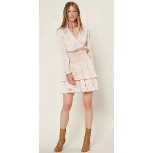 Anthropologie Current Air Dress Large Coquette Feminine Crinkled Ruffle Mini